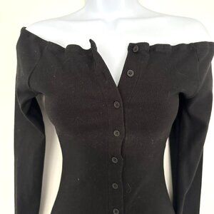 The Line by K button-front off-the-shoulder long-sleeved maxi / midi dress